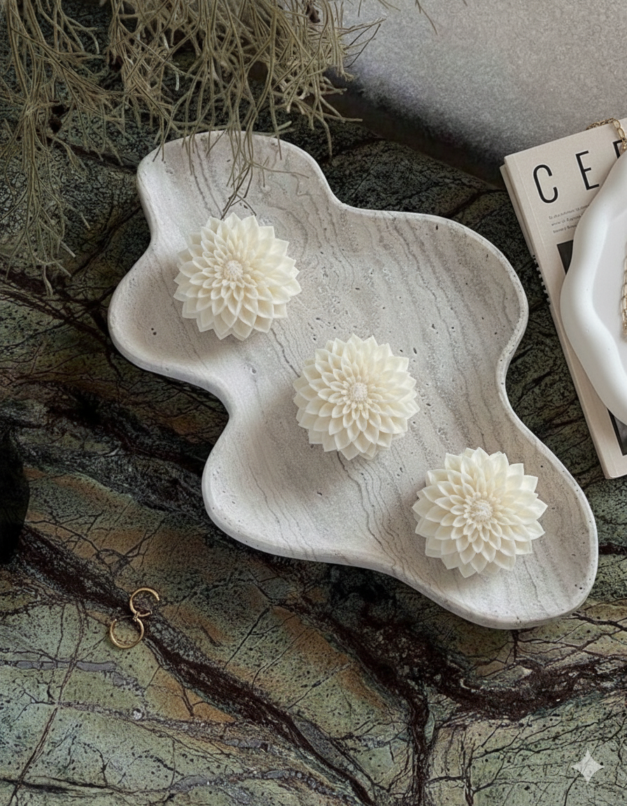 Composition de Bougies Lotus sur plateau