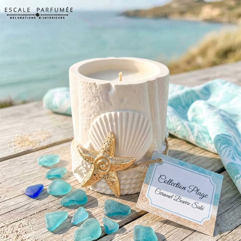 Bougie "Roche Marine" & sa broche "Etoile de Mer"