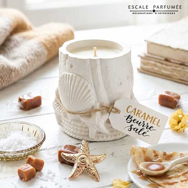 Bougie Roche Marine & sa broche "Etoile de Mer", Parfum Caramel Beurre Salé par Escale parfumée