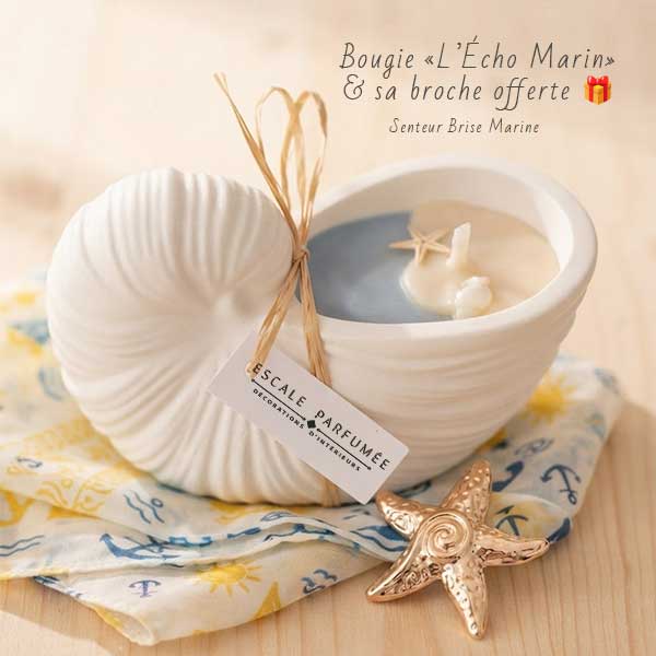 Bougie "L'Écho Marin" & sa broche "Étoile de Mer"