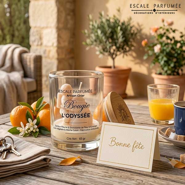 Bougie L'Odyssée, Parfum Fleur d'Oranger par Escale Parfumée